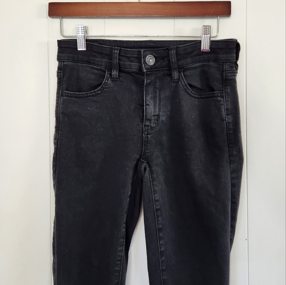 American Eagle AEO Black Hi-Rise Jeggings Ripped High Waisted Stretchy Skinny - Picture 5 of 12